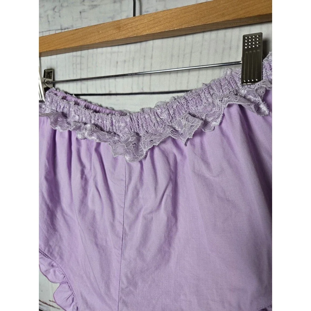 Free People Intimately Ruffle Womens Shorts M Purple Ruffle Lace Trim Pajama
